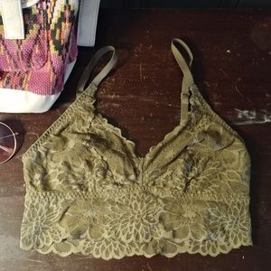 Pink Bralette Olive Green Lace - Victoria Secret